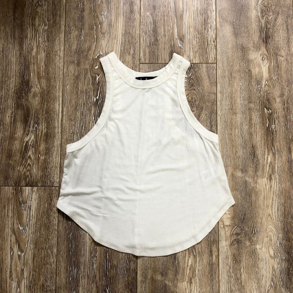 Lulu's Ivory Ribbed Crop Top